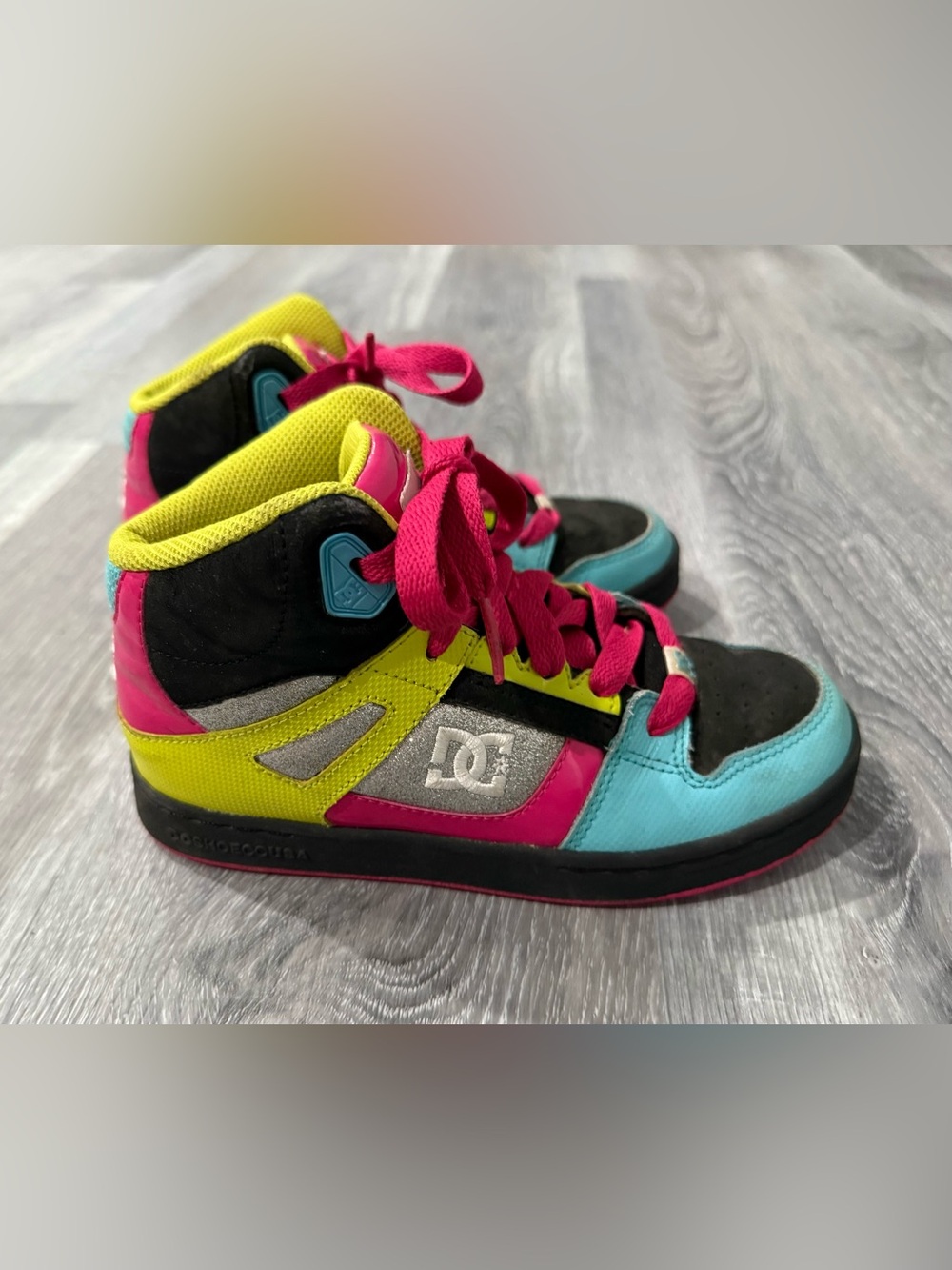 DC Youth's Rebound High Top Lace-Up Sneakers Colorblock Pink US 3 EU 34